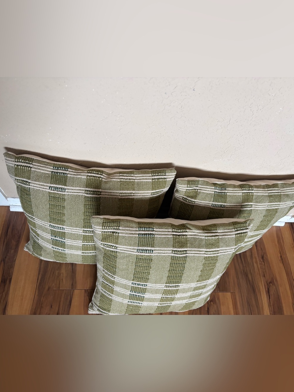Hearth & Hand Olive Green and Cream Plaid Throw Pillows - Set of 3 - Picture 2 of 6